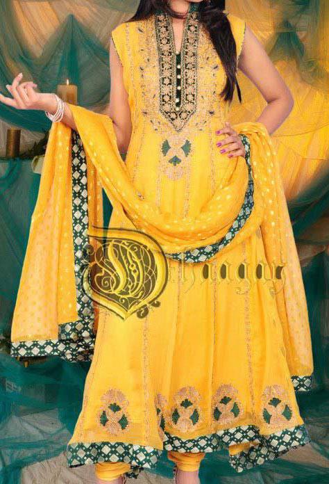 dhaagay latest dresses for women 2012 4 Latest Yellow Frock Bridal Wadding Mehndi Dresses 2013