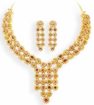 multicolor gold necklace design 2013 earrings Multicolor Gold Necklace with Earrings 