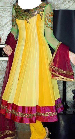 mehndi dresses for girls yellow bridal wadding frocks pakistani Mehndi Wear Dresses for Girls