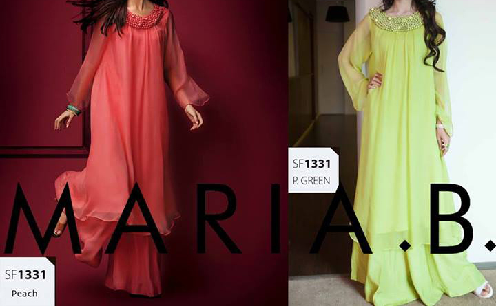 latest maria b eid collection 2013 double shirt frock in pakistan Maria B Eid Collection 2013 for Women & Girls