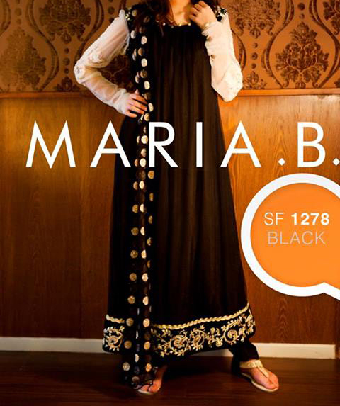 maria b eid collection 2013 for women and girls black and white dress MARIA B Beautiful Fancy Eid Collection 2013 for Girls & Women